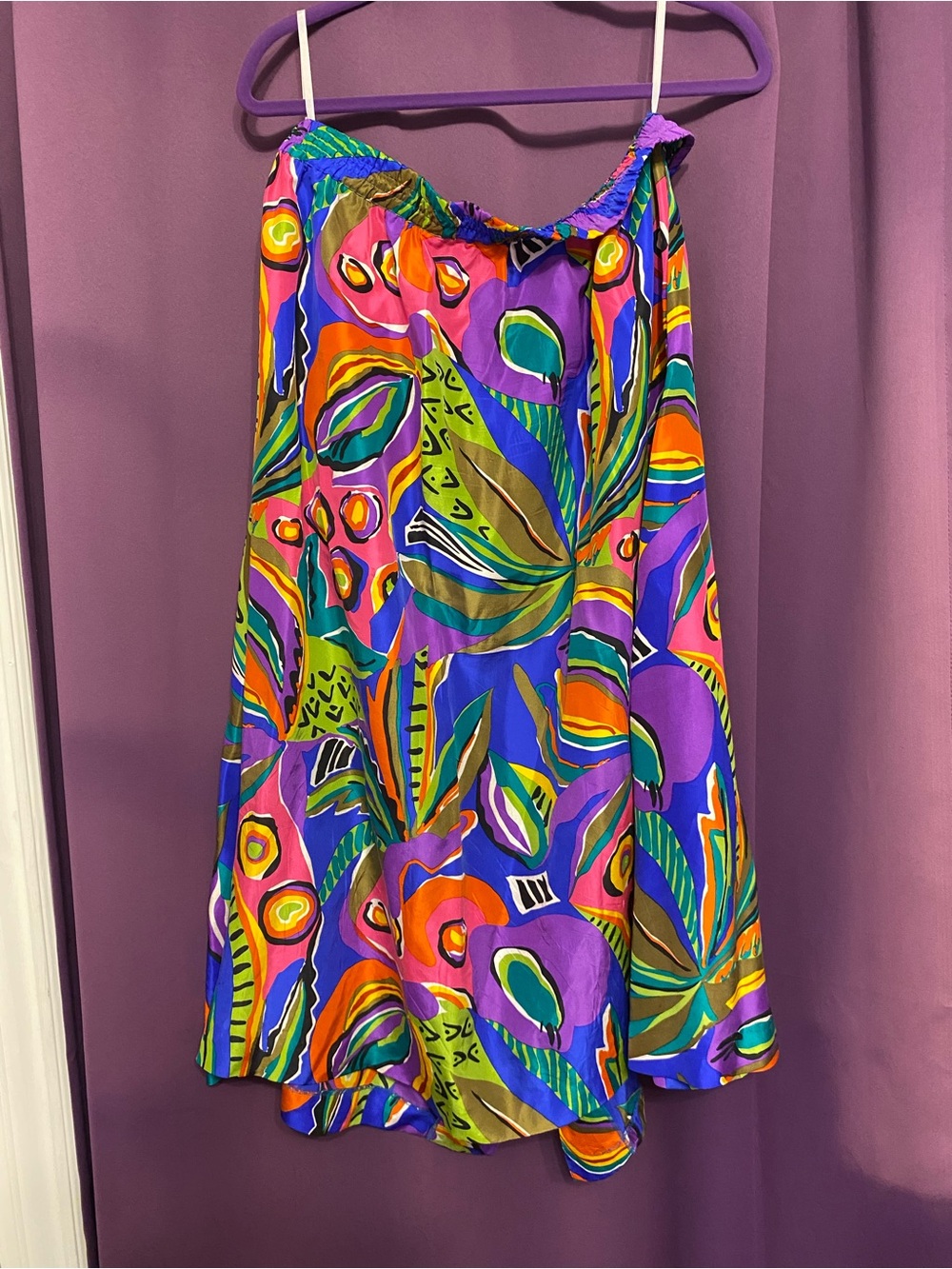 Vintage Silk Multi-Color Maxi Skirt - 2X/3X - Picture 2 of 3